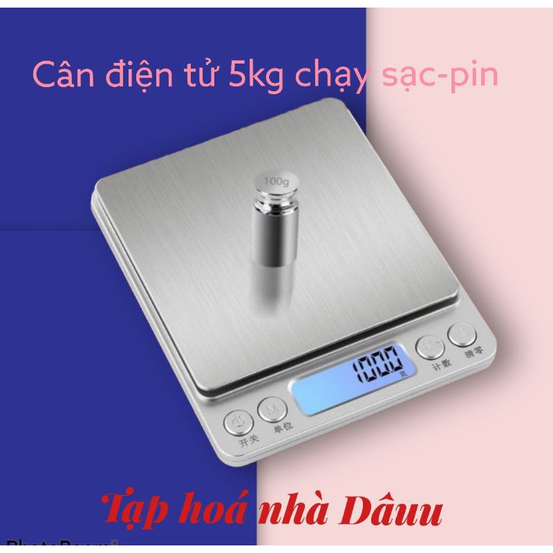 Cân điện tử, cân tiểu ly tặng kèm quà dùng sạc USB, pin