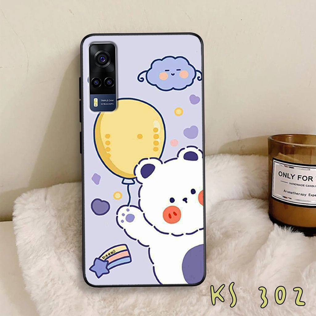 Ốp lưng Vivo Y72 5G - Y51 2020 - Y53s - Ốp lưng vivo in hình gấu &amp; thỏ đang yêu - lưng nhám viền TPU cao cấp
