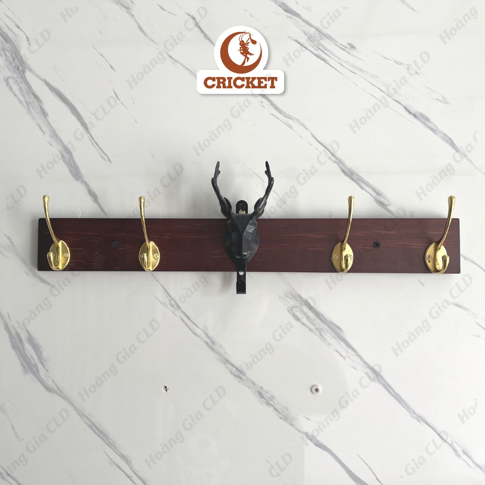 Thanh móc treo quần áo kèm sừng hươu có móc Đen Vàng - Móc đầu hươu tài lộc siêu đẹp, trang trí nhà cửa cổ điển