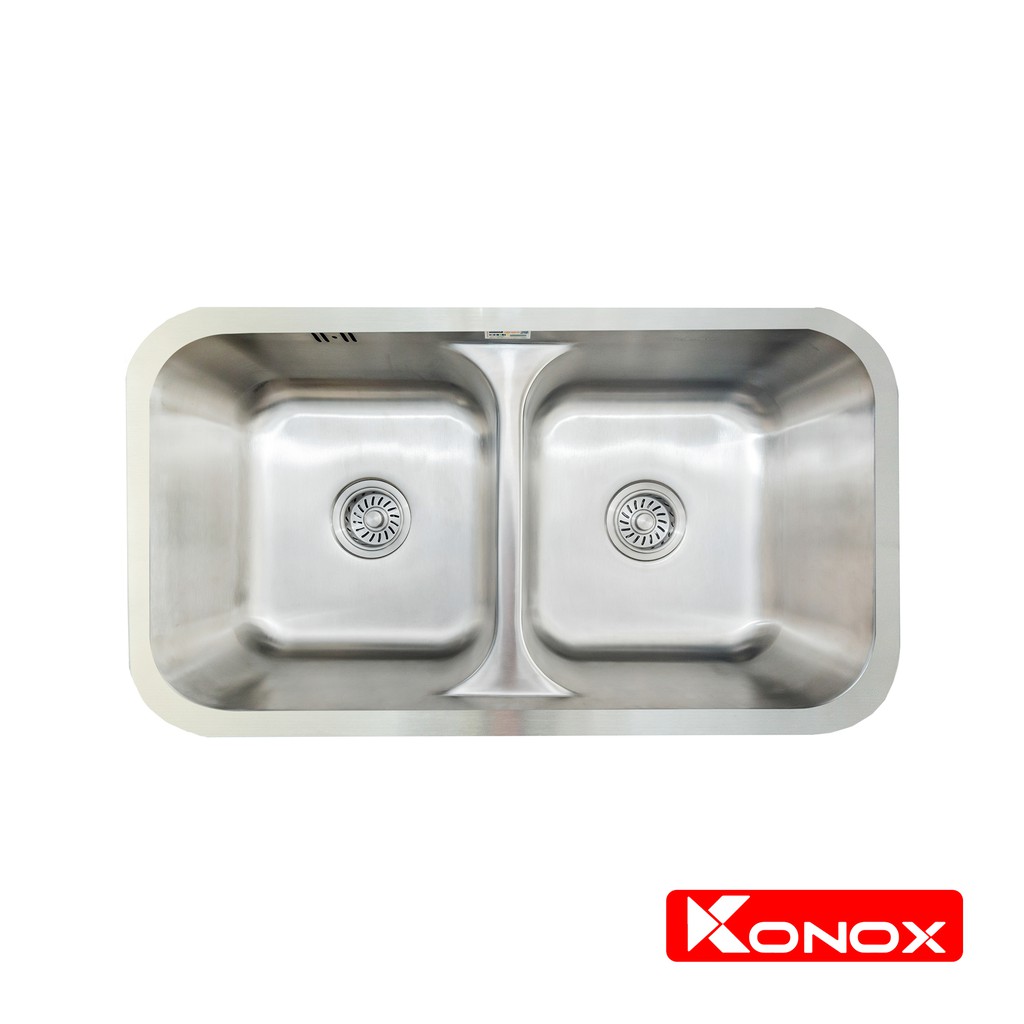 Chậu rửa bát inox KONOX Undermount KN8246DUA, inox 304AISI, full set gồm Siphon+Giá úp bát inox