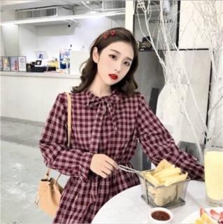 Đầm caro midi sọc