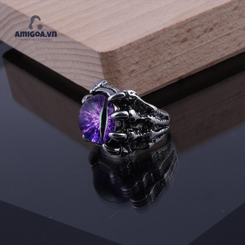 ✨✨Nhẫn hở có thể điều chỉnh hình móng vuốt rồng mắt quỷ phong cách punk vintage