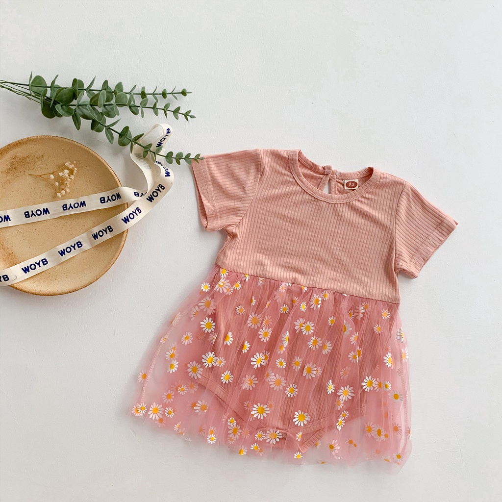 Newborn Baby Girls Summer Daisies Jumpsuit Romper Dress Infant Clothes