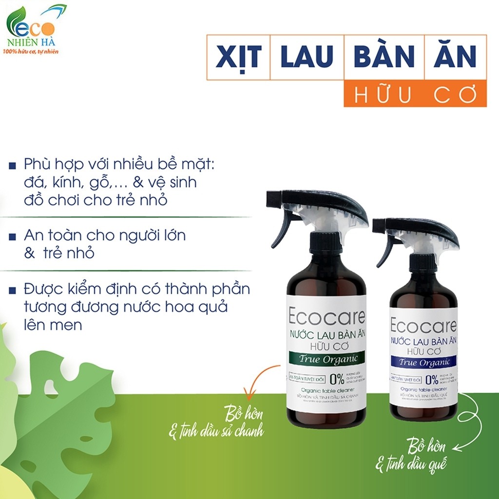 Nước lau bếp ECOCARE tinh dầu quế hữu cơ, nước lau kiếng, lau bàn ăn, lau bếp