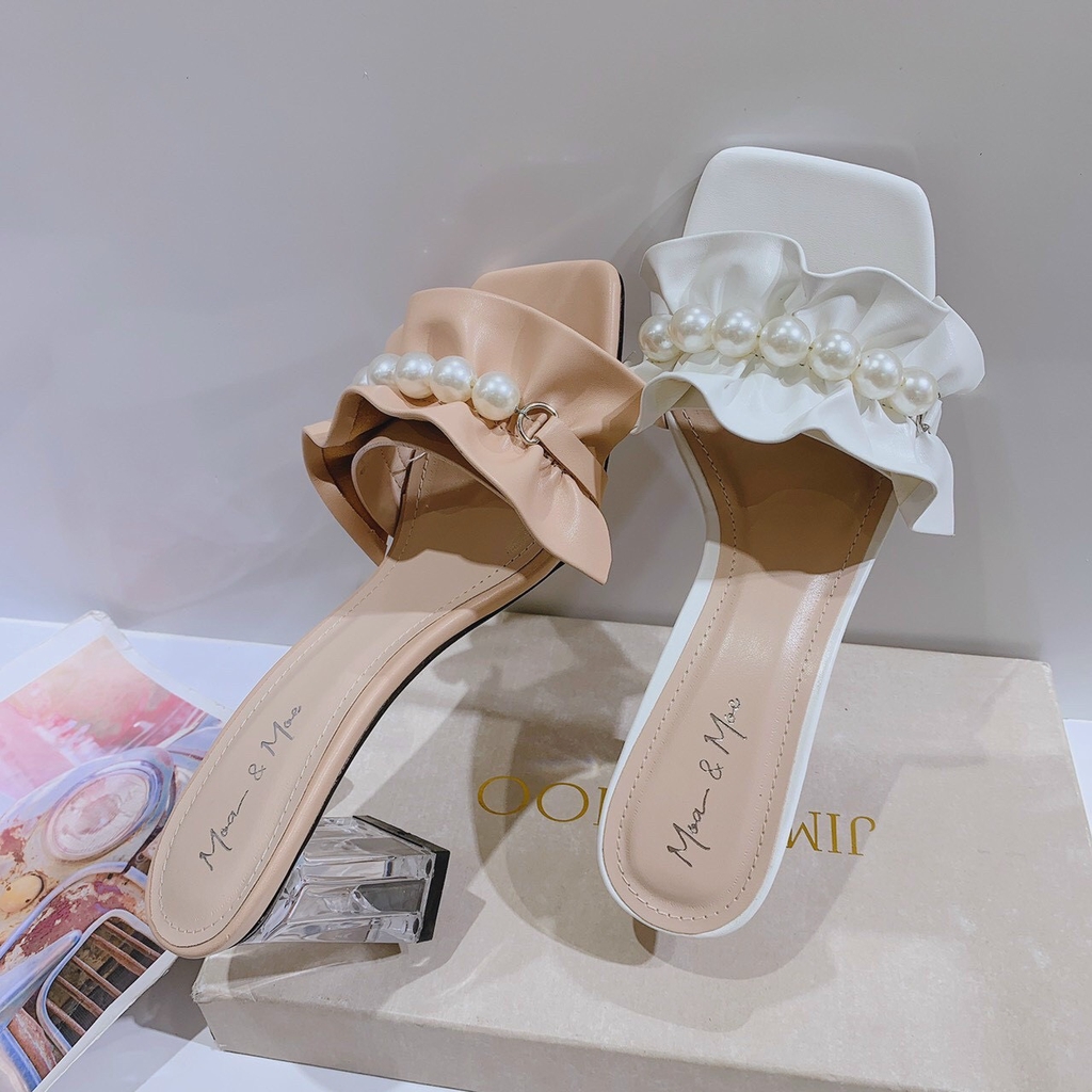 FREESHIP GUỐC NỮ BÈO DÚM XẾP HẠT CƯỜM GÓT PHALE CAO 7P SANG CHẢNH MS A49