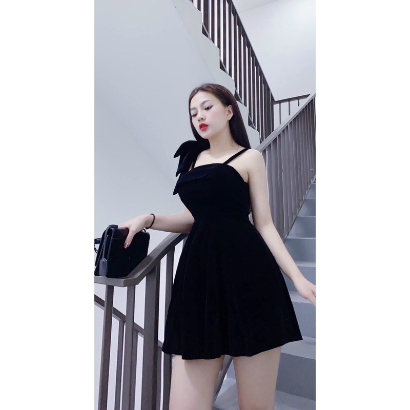 (Ảnh thật 2 màu)Đầm dự tiệc dáng xoè 1 dây 1 nơ có mút ngực giá rẻ | BigBuy360 - bigbuy360.vn