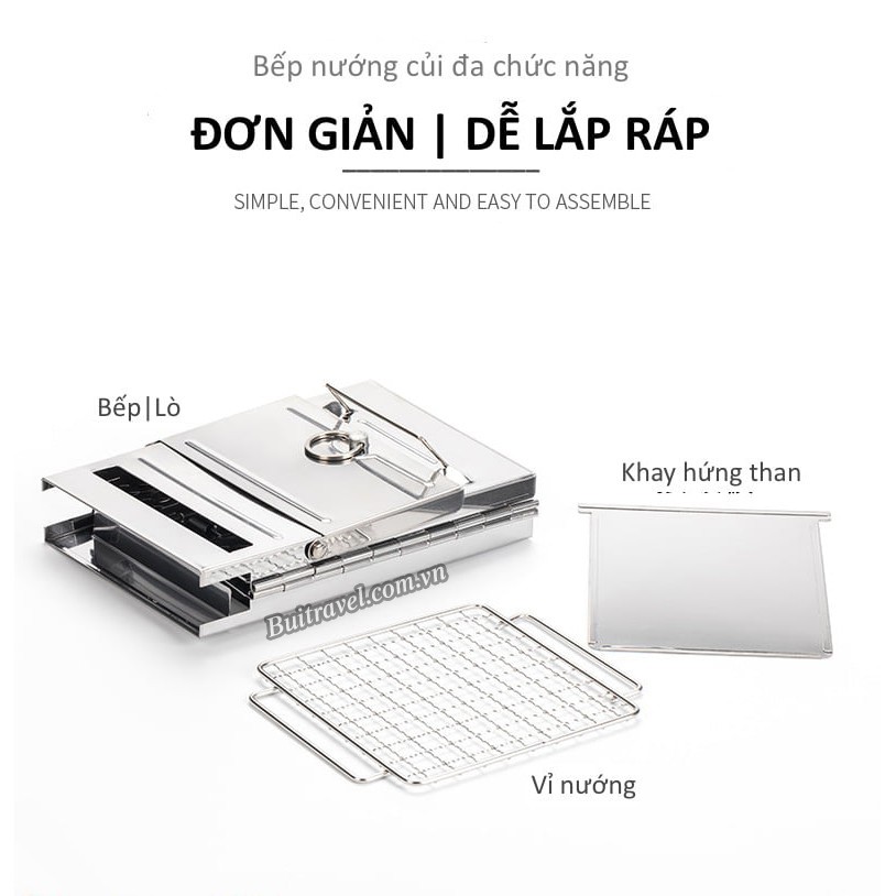 Bếp đun củi dã ngoại gấp gọn- Bếp củi Billba du lịch nhỏ gọn 2 kích cỡ- Bụi Travel