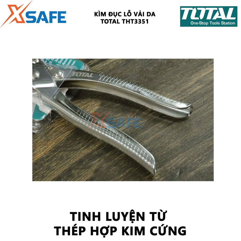 Kìm bấm lỗ TOTAL THT3351 kềm đục lỗ 300g dùng bấm lỗ tròn, lỗ dẹt, lỗ hình oval, bầu dục [XSAFE] - Chính hãng