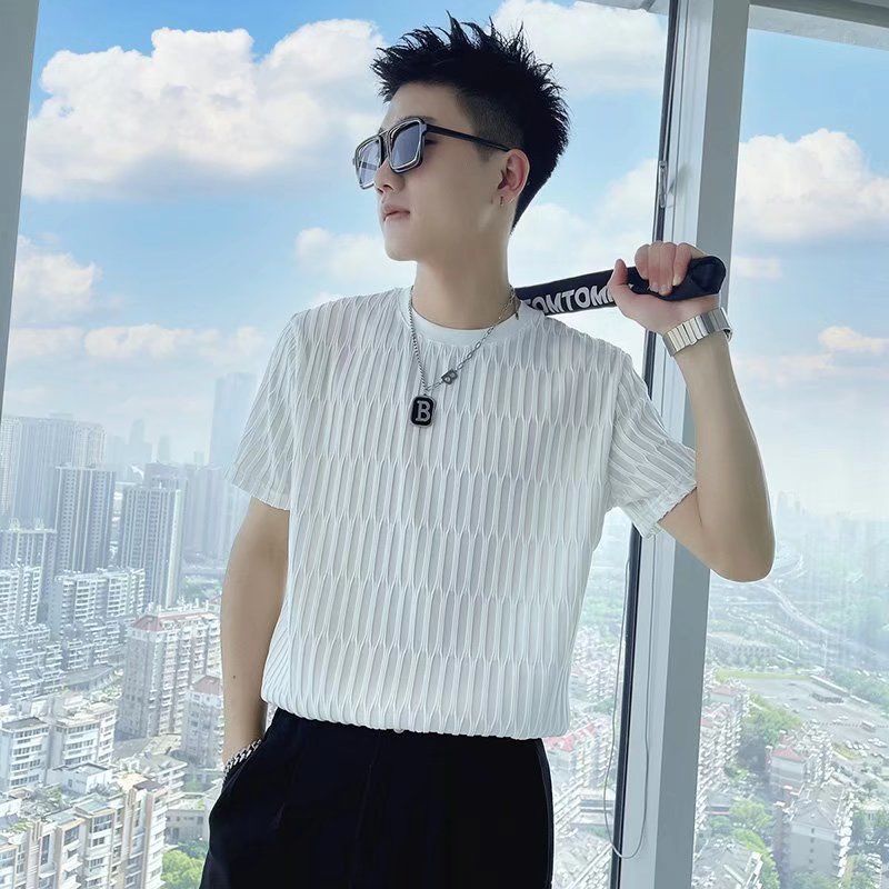 Áo thun sợi vải cao cấp dành tay ngắn thời trang mùa hè 2022 cho nam giới