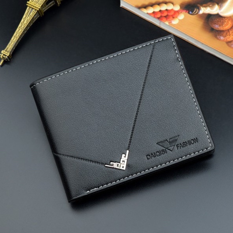 Ví nam da dập nổi, kiểu ví ngang nhiều ngăn có ngăn khoá kéo