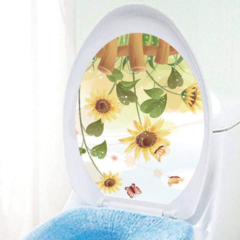 BUTTERFLY Miếng Dán Trang Trí Nắp Bồn Cầu Hình Hoa Hướng Dương