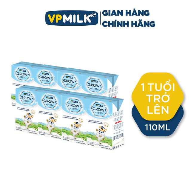 [Mã 267FMCGSALE giảm 8% đơn 500K] [SET 4 Hộp 110ml] Sữa Tiệt Trùng VPMilk Grow+, Sữa Uống Dinh Dưỡng