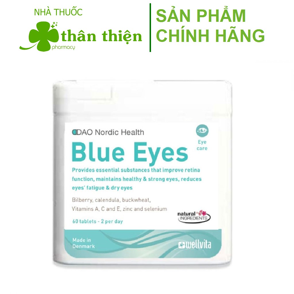 BLUE EYES – Hỗ trợ giúp Đôi Mắt Sáng, Khỏe, giảm thoái hóa điểm vàng (60 viên)