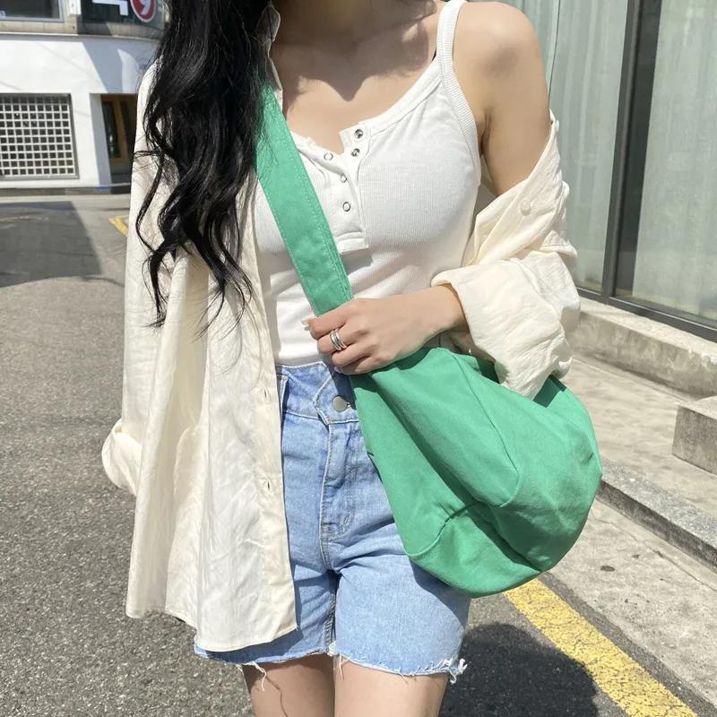 Túi Đeo Chéo Canvas Sức Chứa Lớn Thời Trang Mùa Hè Dễ Phối Đồ Cho Nữ