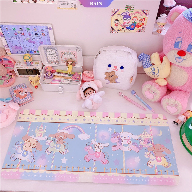 SANRIO Tấm Lót Chuột Máy Tính Chất Liệu Da Dày Chống Thấm Nước Hình Cinnamoroll Kuromi My Melody Hello Kitty 67*30CM