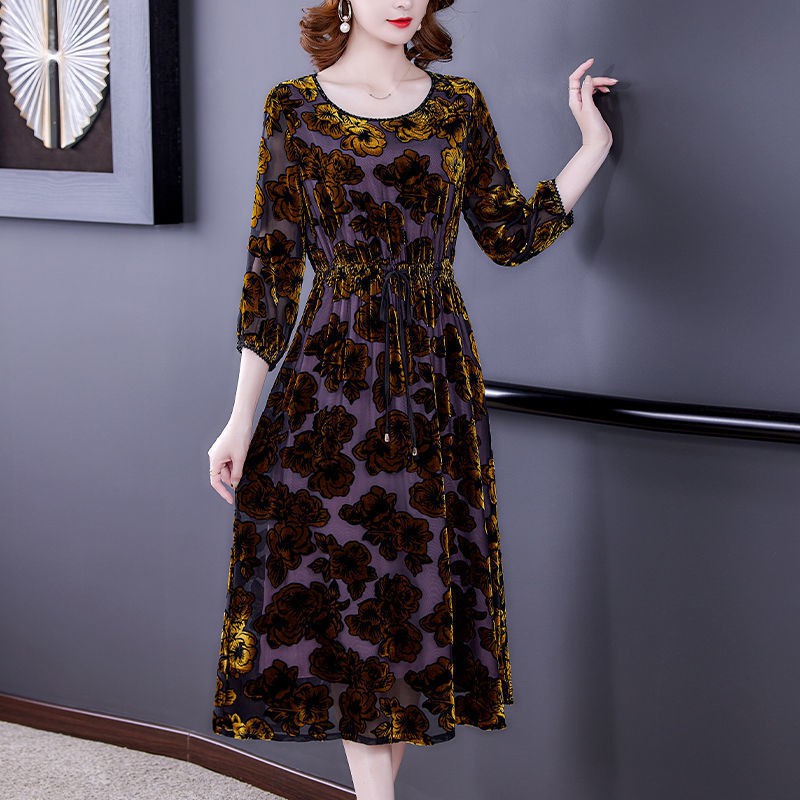 Váy dài dành cho bà mẹ trung niên và cao tuổi, quần áo bà bầu thu đông