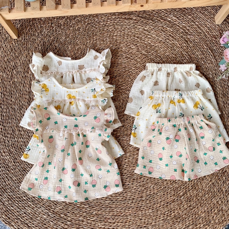 Bộ Đồ Bé Gái Chất Liệu Xô Đũi Cực Mát Mùa Hè O.P Kids