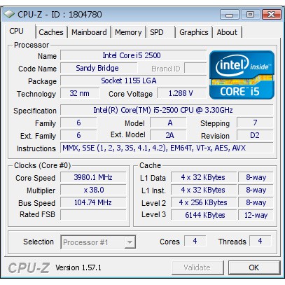 CPU I5 2500 FULLBOX BẢO HÀNH 36 THÁNG