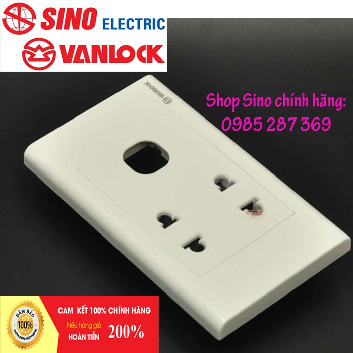 Ổ Cắm Sino-Vanlock 2 Ổ Cắm + 1 Lỗ - Seri S18 - Hàng Chính Hãng