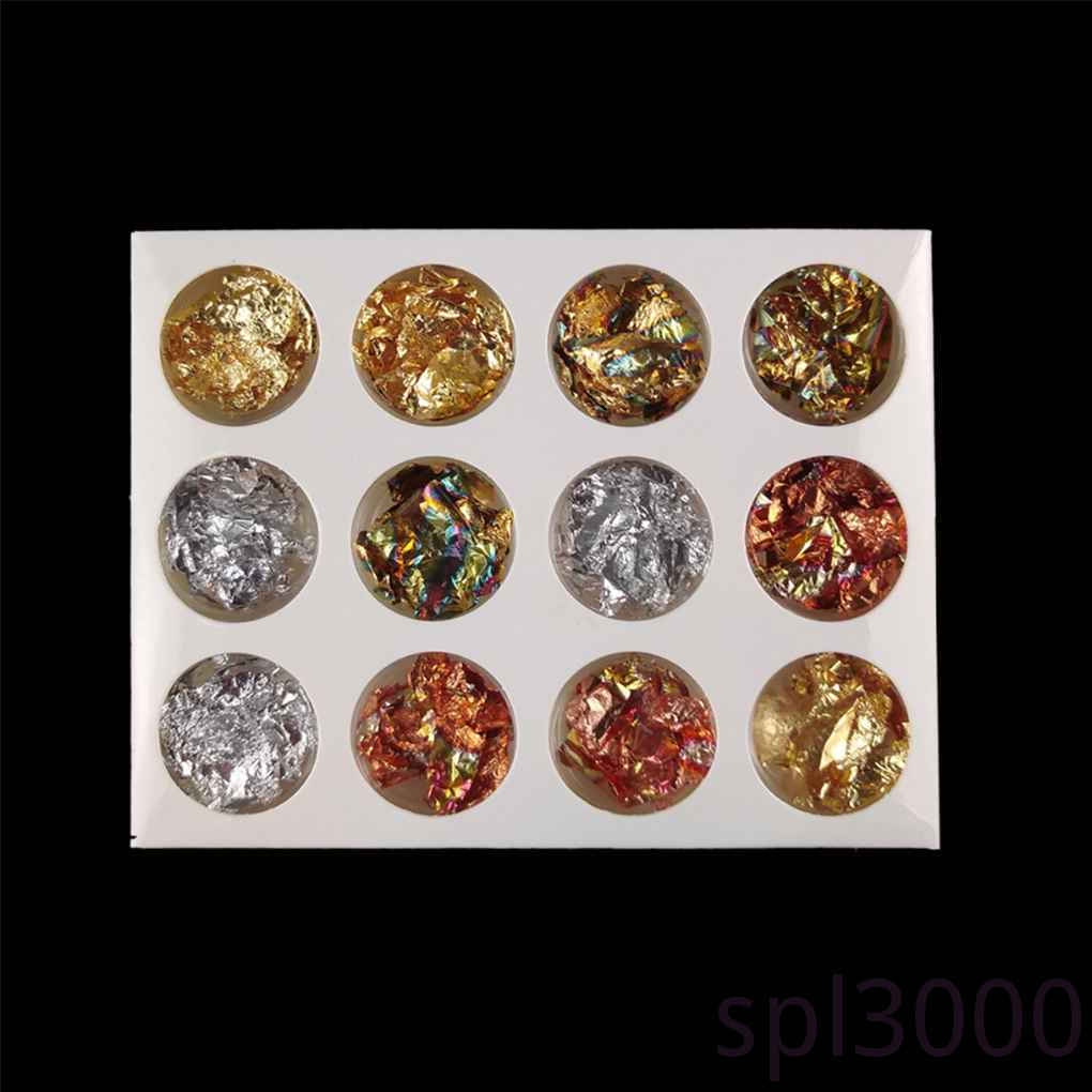 Set 12 lọ miếng dán trang trí móng tay lấp lánh