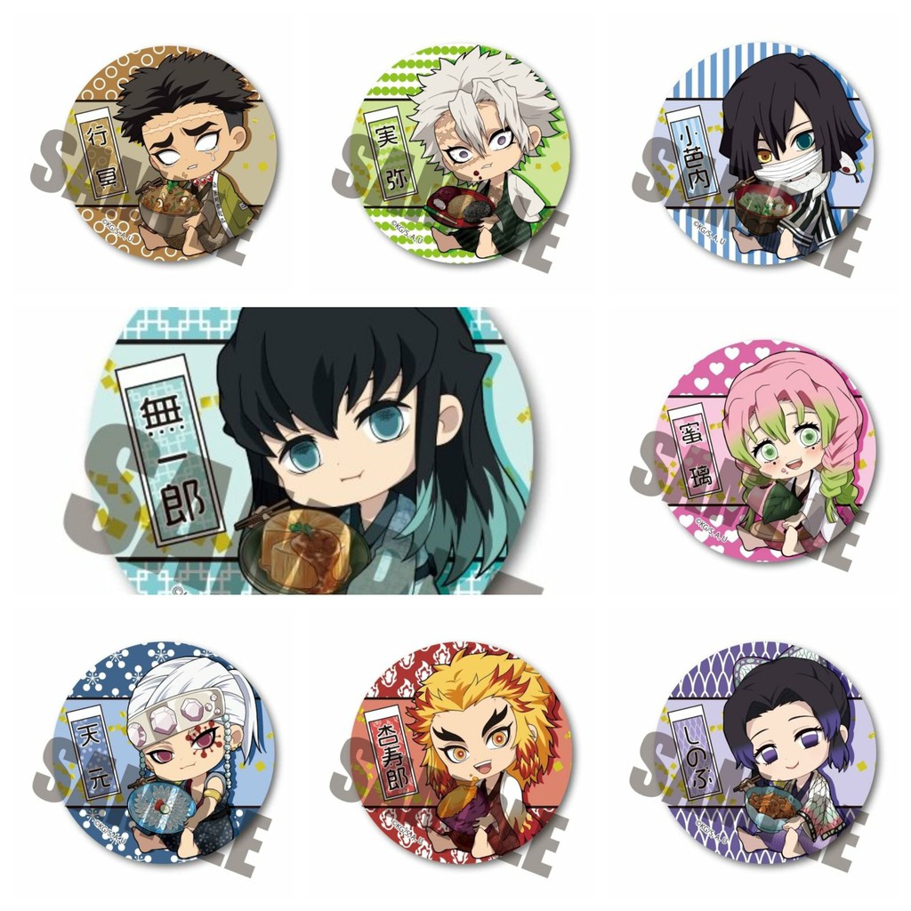 Combo 8 huy hiệu cài áo IN HÌNH Kimetsu no Yaiba Thanh gươm diệt quỷ anime chibi dễ thương tiện lợi