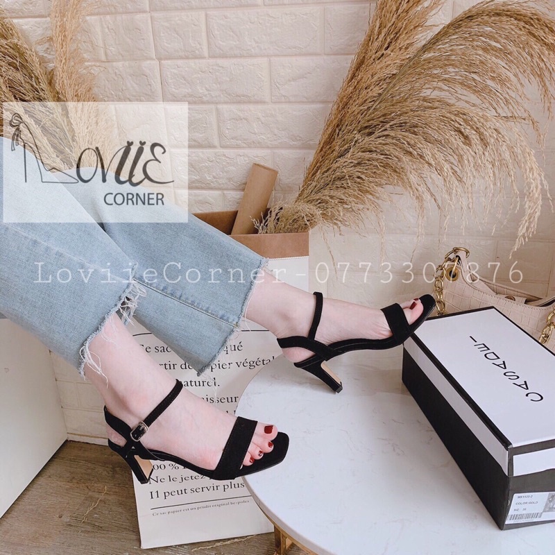 SANDAL CAO GÓT LOVIIECORNER - GIÀY SANDAL NỮ GÓT VUÔNG 5 PHÂN ĐẾ DẸP QUAI MẢNH G200714