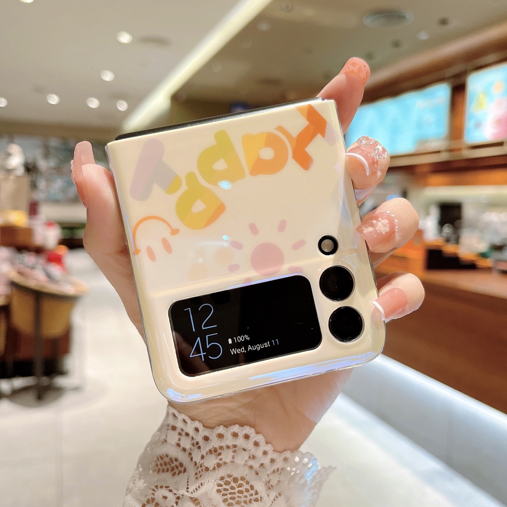 Dễ Thương Ốp Điện Thoại Nắp Gập Họa Tiết Hoa / Cầu Vồng Màu laser Cho samsung galaxy z flip 3 z flip 4 5g zflip4 zflip5 flip3 z flip 5