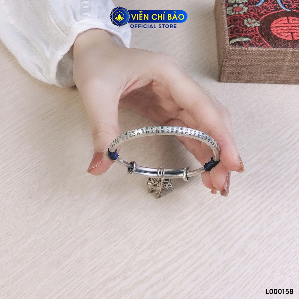 Kiềng tay bạc nữ khắc Bát Nhã Tâm Kinh charm bạc Thái 925 thời trang phụ kiện trang sức nữ Viễn Chí Bảo L000158