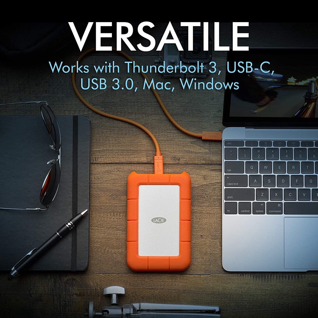 [Mã 55ELSALE2 giảm 5% đơn 3TR] Ổ cứng di động LACIE RUGGED HDD USB-C dành cho mac và windows