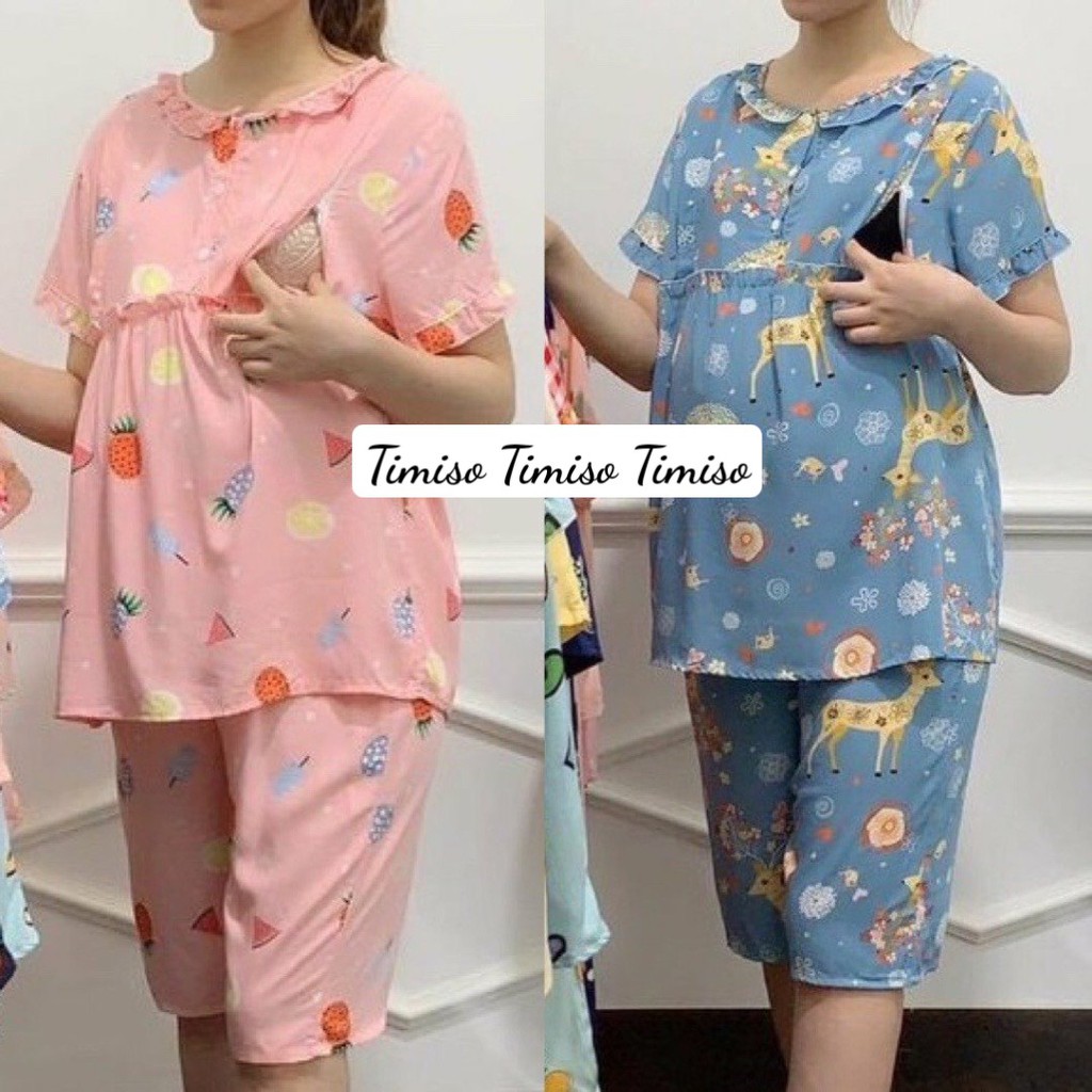 Bộ đồ bầu LỬNG chất lanh mềm mát họa tiết xinh xắn mặc bầu và sau sinh BL836