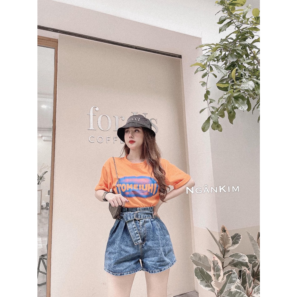 Set áo cam quần short jean kèm đai NN234