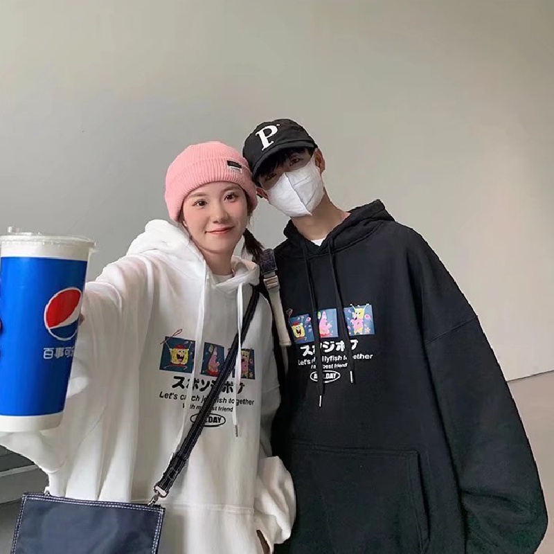 Áo hoodie tay dài dáng rộng in họa tiết hoạt hình phong cách nhật bản thời trang cho nam và nữ size m-3xl