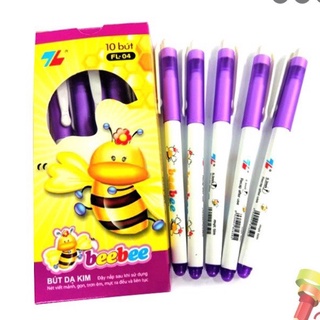 Bút lông kim beebee fl-04 màu tím hộp 10 cây