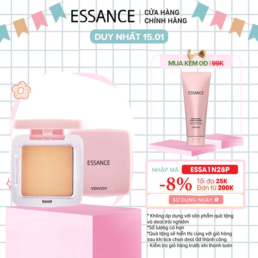 [Mã COSLG5 giảm 10%]Phấn phủ mịn mượt Essance Silky Pact 11g