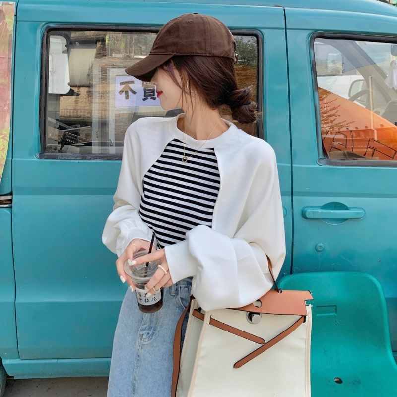 IELGY IELGY Áo Sweater Dáng Rộng Họa Tiết Kẻ Sọc Thời Trang Cho Nữ