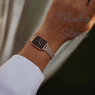 Đồng hồ Nữ D./W dây lưới vàng mặt đen Quadro.Pressed.Melrose mẫu mới nhất