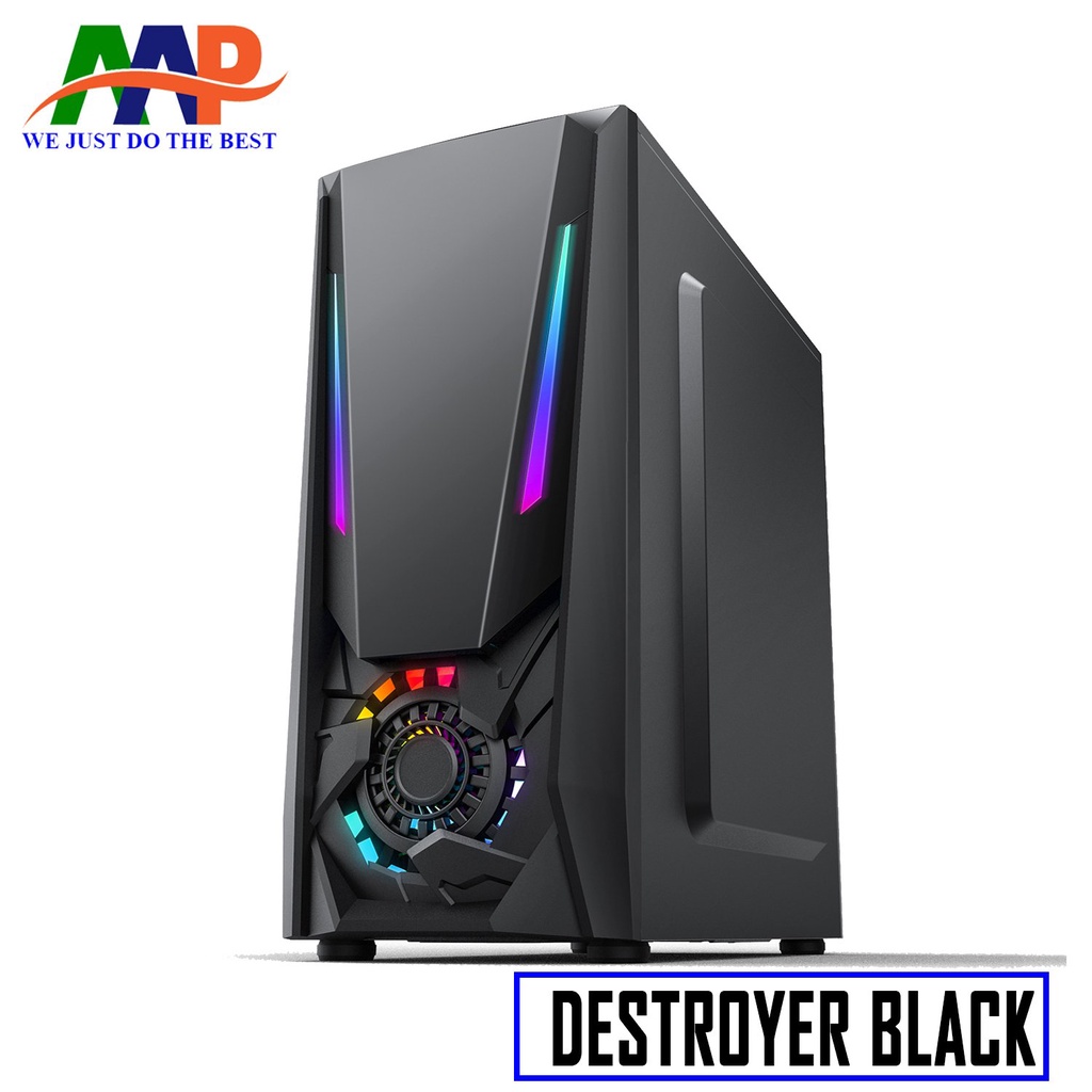 THÙNG MÁY TÍNH CASE AAP DESTROYER Black/White GAMING LED RGB (Hông trong suốt).  VI TÍNH QUỐC DUY.