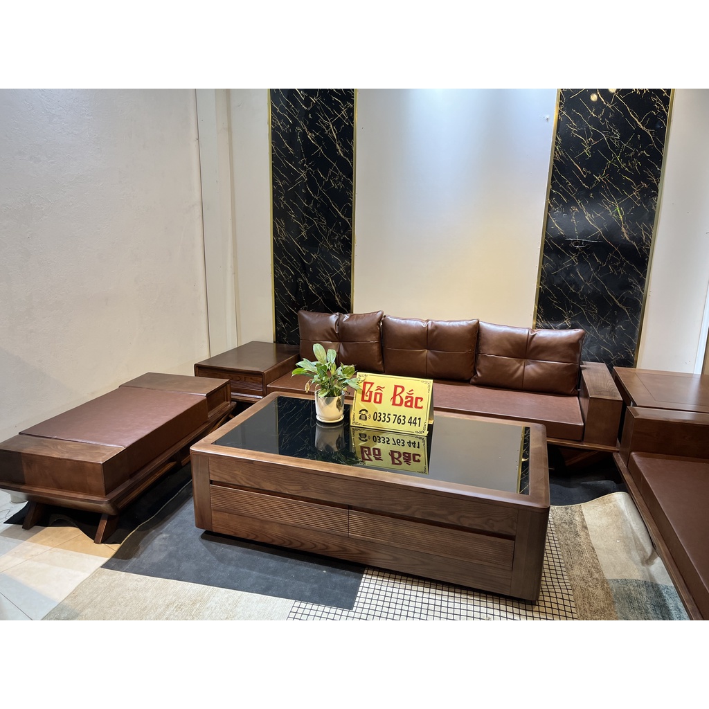 GIÁ GỐC - Bộ ghế sofa 2 văng chân thuyền vát gỗ sồi Nga hàng dày loại 1 kích thước lớn