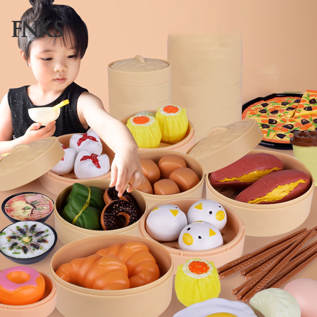 SP+ 84Pcs Cooking Toy Cookware Hand-eye Coordination Safe Kids Pretend Play Kitchen Toys for Early Education