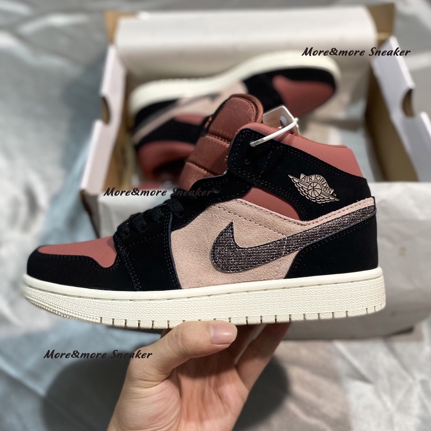 [More&More] Giày Sneaker Cổ Cao Jordan 1 Mid SE Dusty Pink đỏ mận cực phong cách X OG MSZ3545