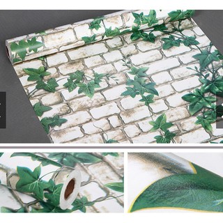 DEcal giấy dán tường đá trắng dây leo khổ rộng 45cm