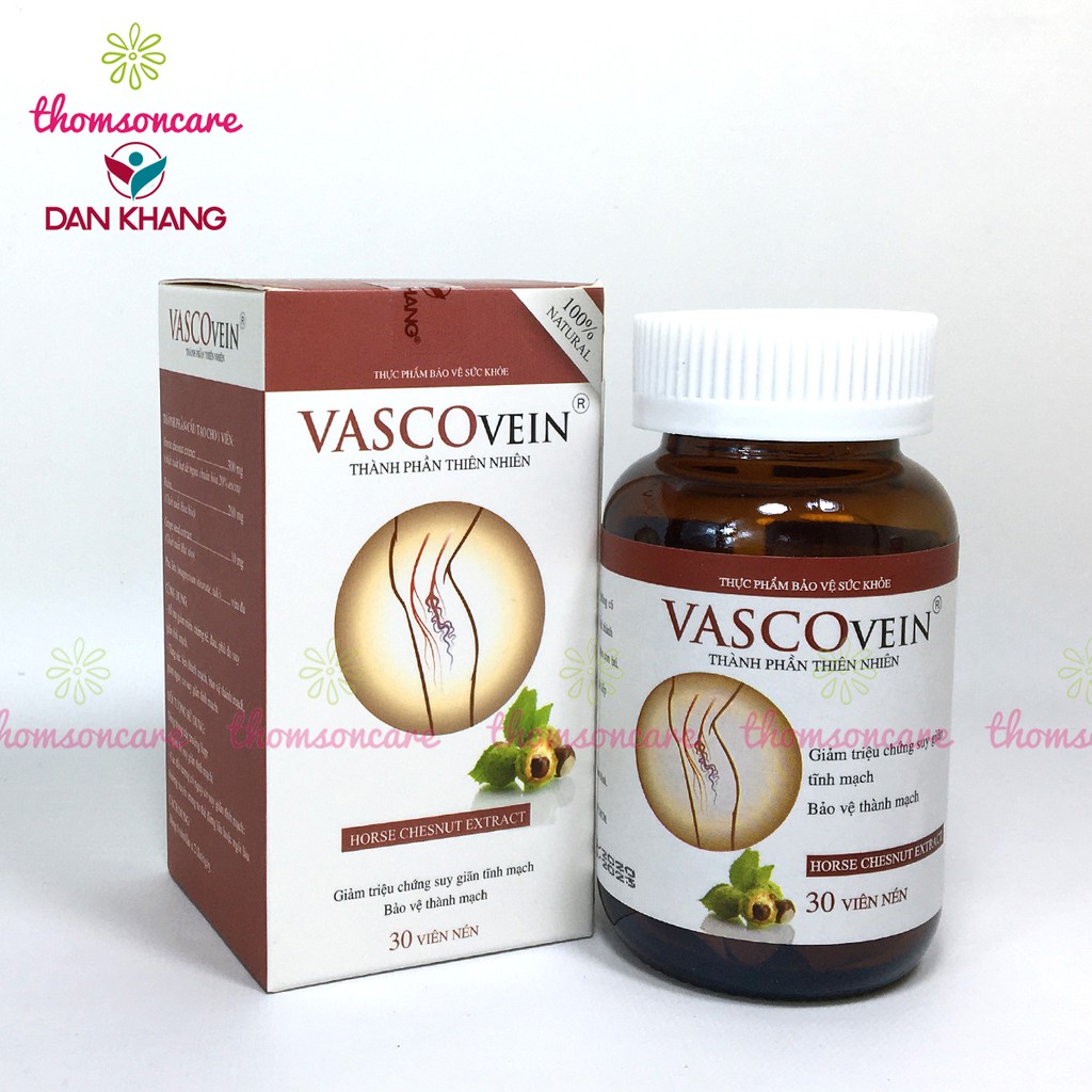 Vascovein - Viên uống hỗ trợ giảm suy giãn tĩnh mạch, trĩ, sưng đau phù chân Lọ 30 viên từ thảo dược