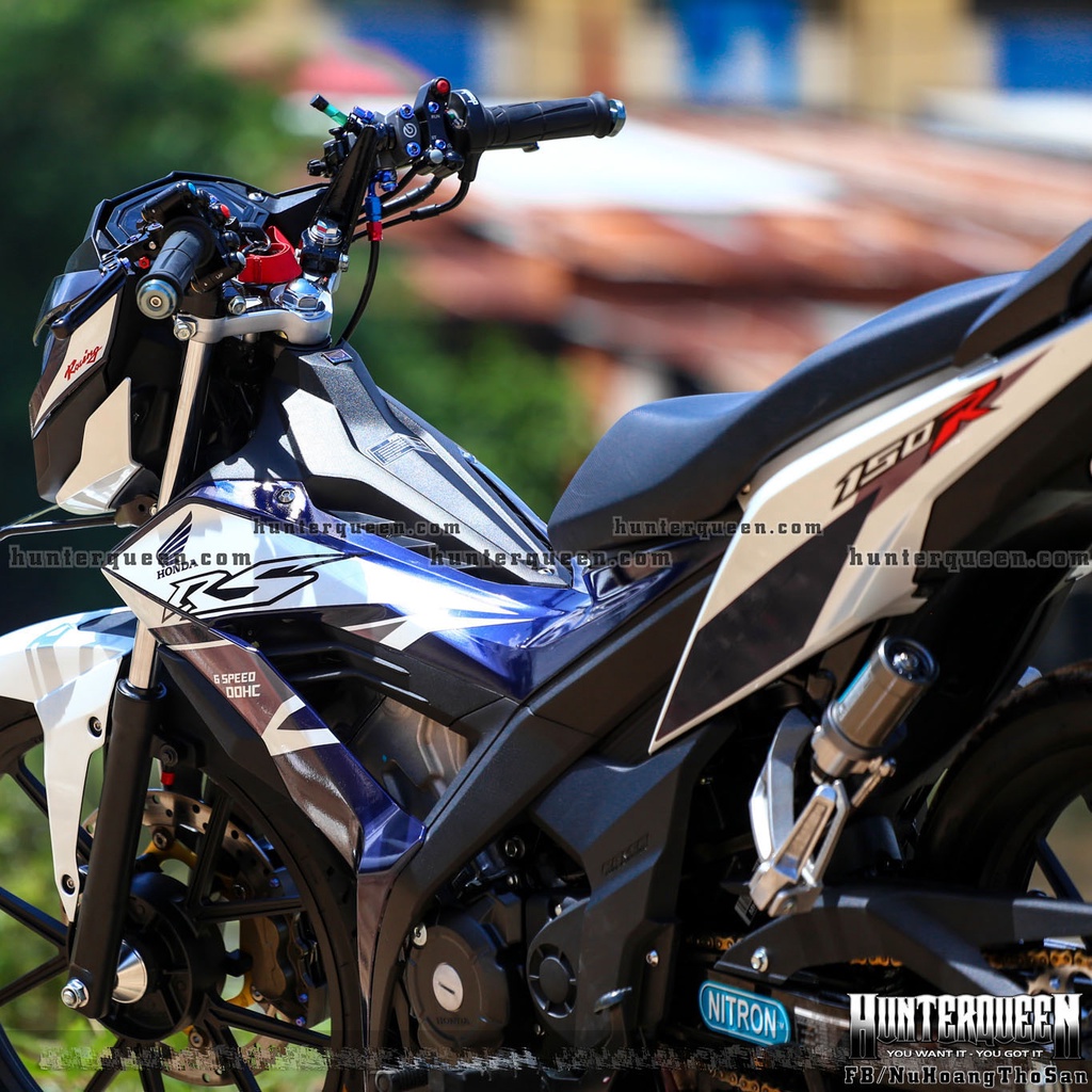 Tem rời cao cấp, RS Sonic dán xe trắng xanh. Decal chống nước, bền màu, công nghệ mới, kích thước chuẩn