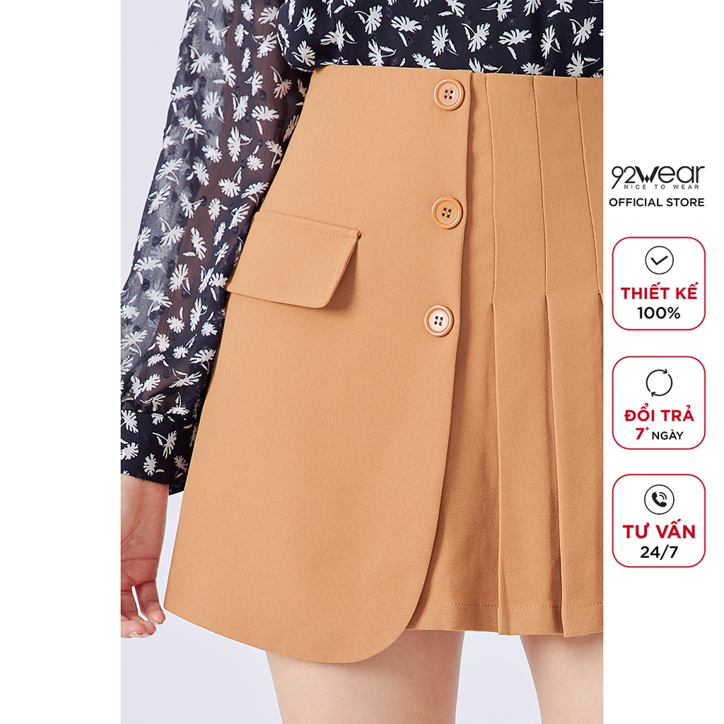 Chân váy ngắn xếp ly 92WEAR thiết kế công sở có túi JXA1898 | BigBuy360 - bigbuy360.vn