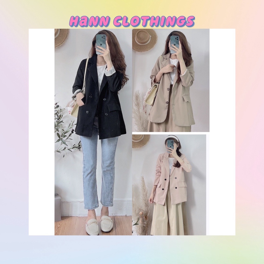 [Ảnh thật/Sẵn] Áo blazer 2 lớp 4 cúc phong cách Hàn quốc