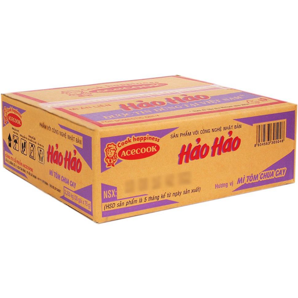 Thùng 30 gói mì Hảo Hảo Tôm chua cay