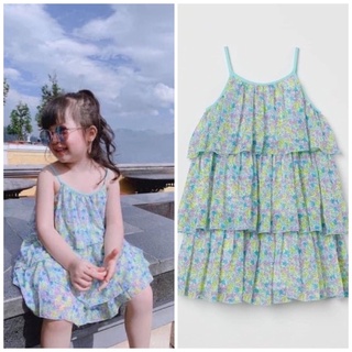 (H&M CHÍNH HÃNG) Váy hai dây voan nhiều tầng mát bé gái