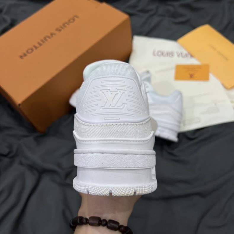 GIÀY LV TRAINERS SNEAKER ALL WHITE LAI AU  , giày lv trắng full độn đế nam nữ