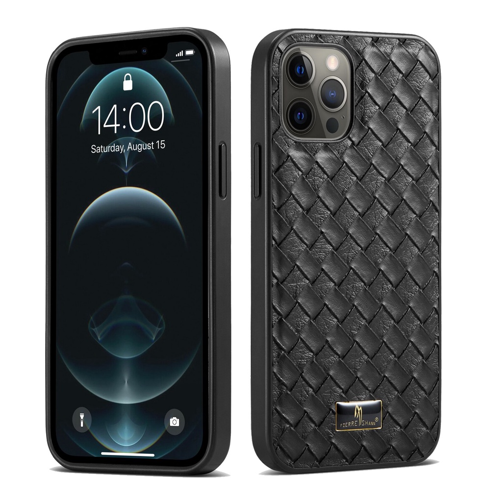 Sang Trọng Ốp Điện Thoại Bằng Da Bò Đan Cho iphone 12 pro max 14 13 pro 11 xs max x xr se 2020 7 8 plus