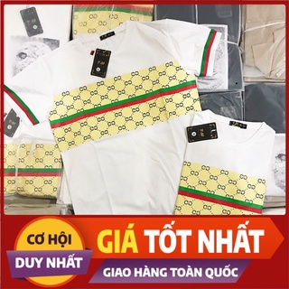 Áo phông nam,ao polo nam,ao poloman,ao thun nam dep cổ tròn Gucci logo phối ngang